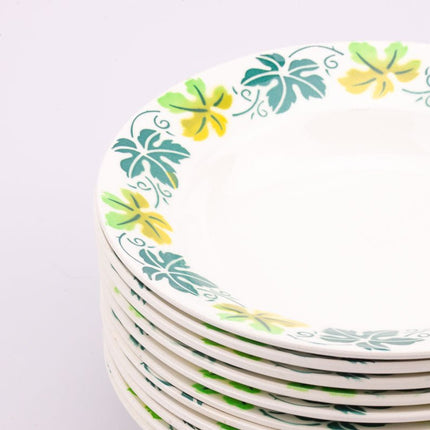 Assiette creuse Digoin Sarreguemines blanche à fleurs bleues et vertes