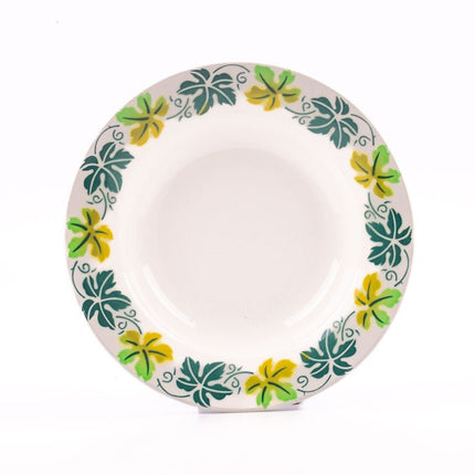 Assiette creuse Digoin Sarreguemines blanche à fleurs bleues et vertes