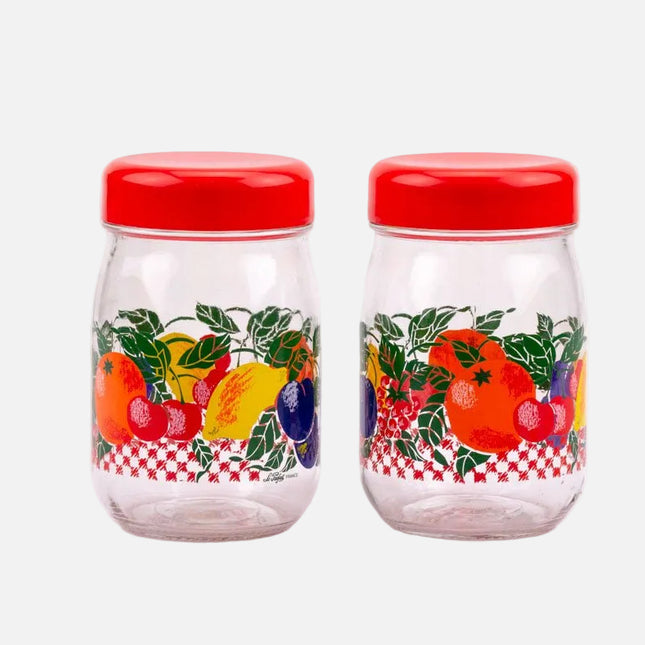2 bocaux Le Parfait 1l transparents et rouges