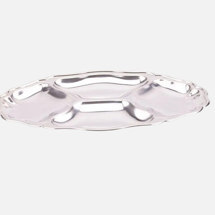Plat à apéro en inox argenté à 4 compartiments