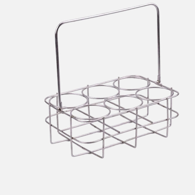 Porte-bouteilles 6 compartiments en inox avec hanse