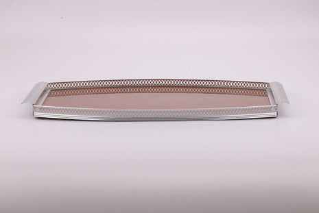 Grand plateau formica et métal ajouré brun et gris