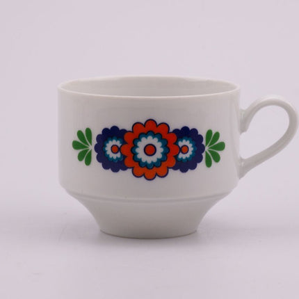 7 tasses en porcelaine Winterling blanche avec motifs colorés