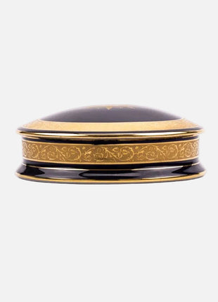 Boîte ancienne en porcelaine Limoges bleue et dorée