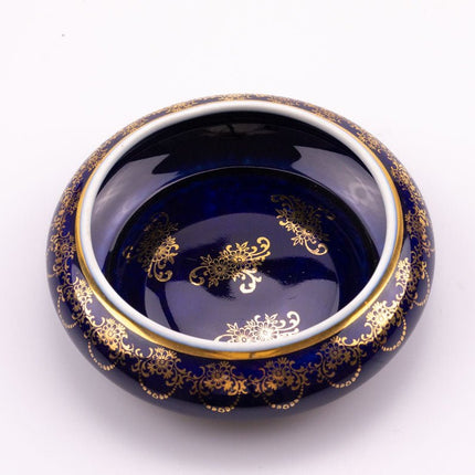 Vide poche en porcelaine Limoges doré et bleu