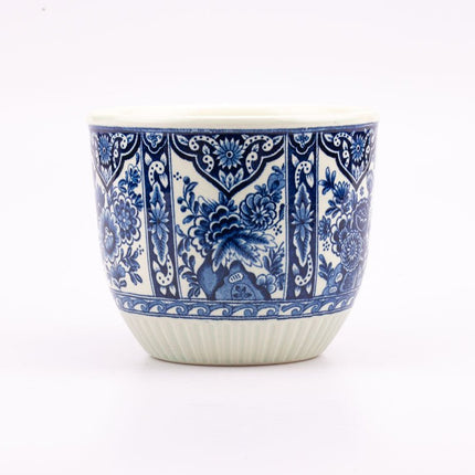 Cache pot en céramique Boch blanc et bleu