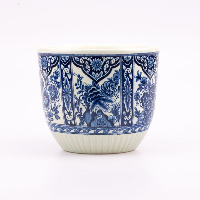 Cache pot en céramique Boch blanc et bleu