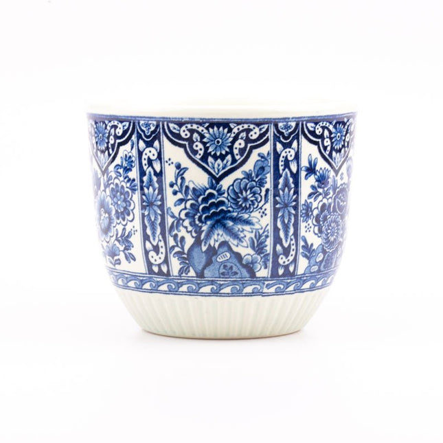 Cache pot en céramique Boch blanc et bleu