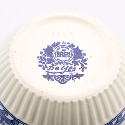 Cache pot en céramique Boch blanc et bleu