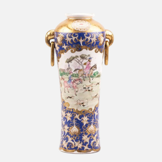 Vase chinois en porcelaine style Qianlong bleu et blanc