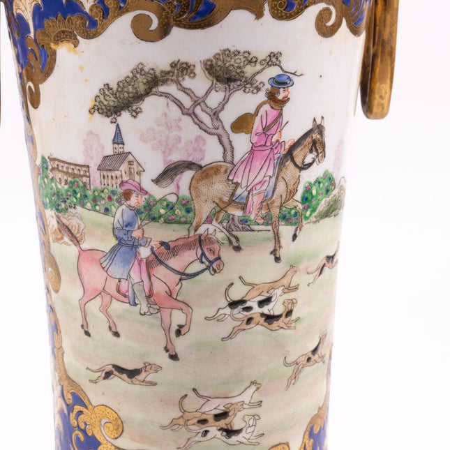 Vase chinois en porcelaine style Qianlong bleu et blanc