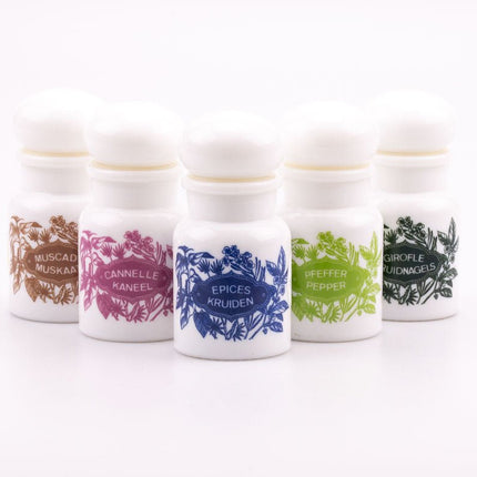 5 pots à épices en verre opaline multicolores 