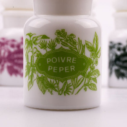 5 pots à épices en verre opaline multicolores