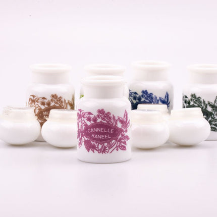 5 pots à épices en verre opaline multicolores