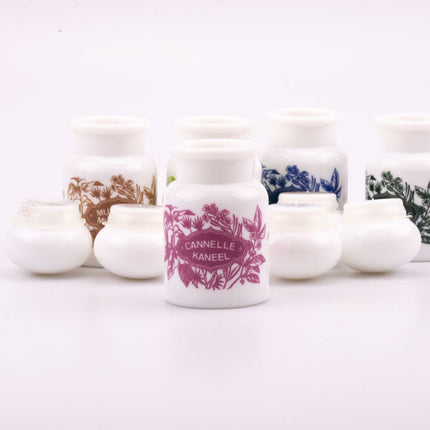 5 pots à épices en verre opaline multicolores