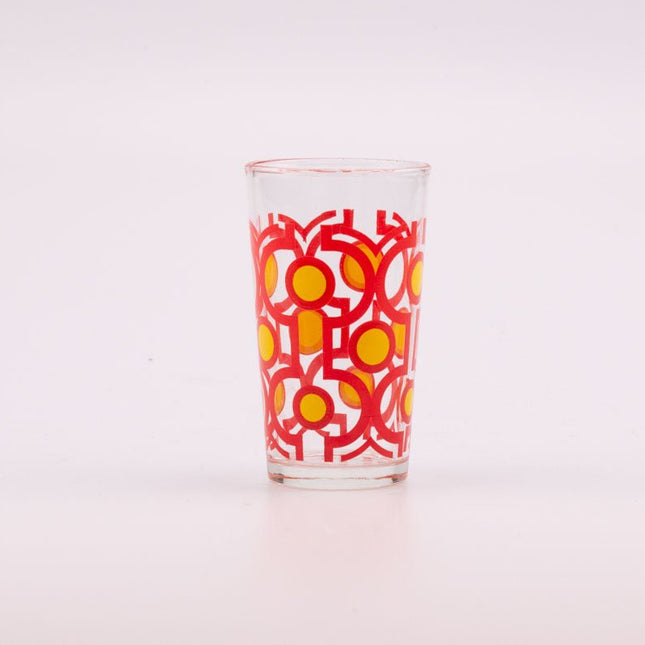 2 verres vintages aux motifs géométriques oranges