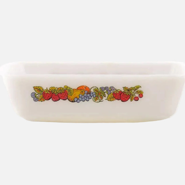 Plat à four vintage Anchor Hocking blanc et fleuri