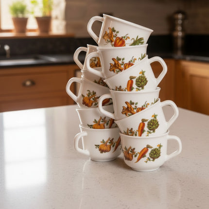 Tasse Arcopal Pot-au-feu blanche avec motifs légumes 