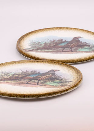 Grand plat de service forestier couple faisans