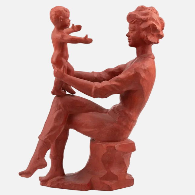 Sculpture Mère à l'enfant de Paul Sersté en terre cuite