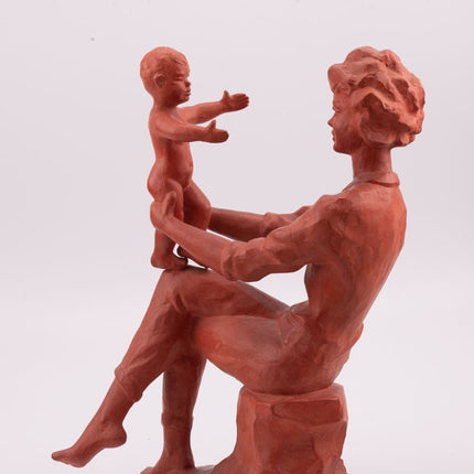 Sculpture Mère à l'enfant de Paul Sersté en terre cuite