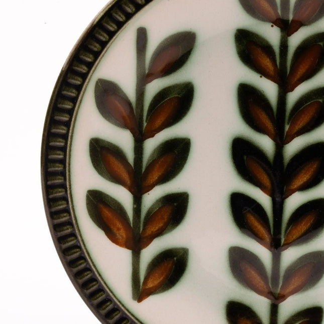 Assiette à dessert vintage Boch en porcelaine blanche et brune