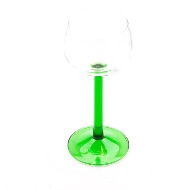 Verre à vin blanc d'Alsace avec pied droit vert