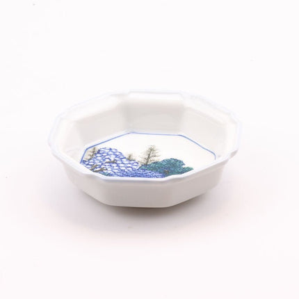 Coupelle octogonale Takahashi en porcelaine blanche et motifs bleus