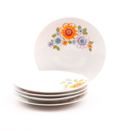 5 assiettes à dessert vintage Mitterteich blanche aux motifs fleuris