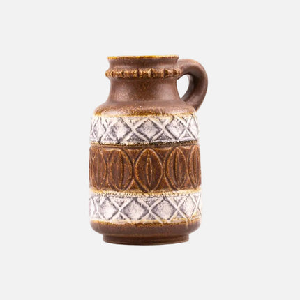 Vase ancien brun et blanc à anse Bay West Germany 9325