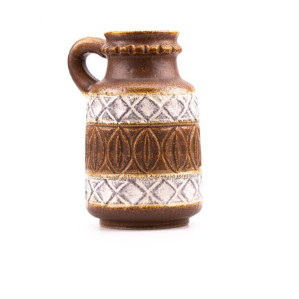 Vase ancien brun et blanc à anse Bay West Germany 9325