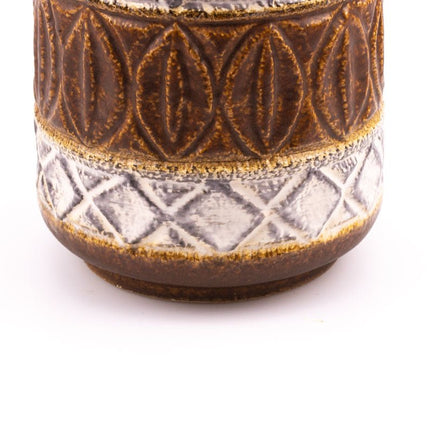 Vase cruche ancien brun et blanc à anse Bay West Germany 9325
