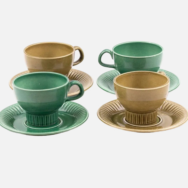 Set de 4 tasses et sous-tasse vert Sunbeam vert et kaki