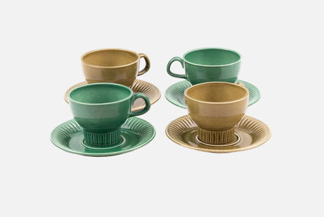 Set de 4 tasses et sous-tasse vert Sunbeam vert et kaki