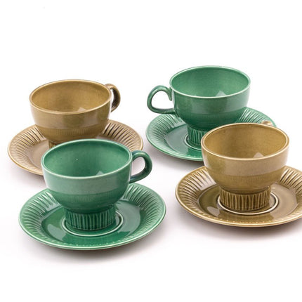 Set de 4 tasses et sous-tasse vert Sunbeam vert et kaki