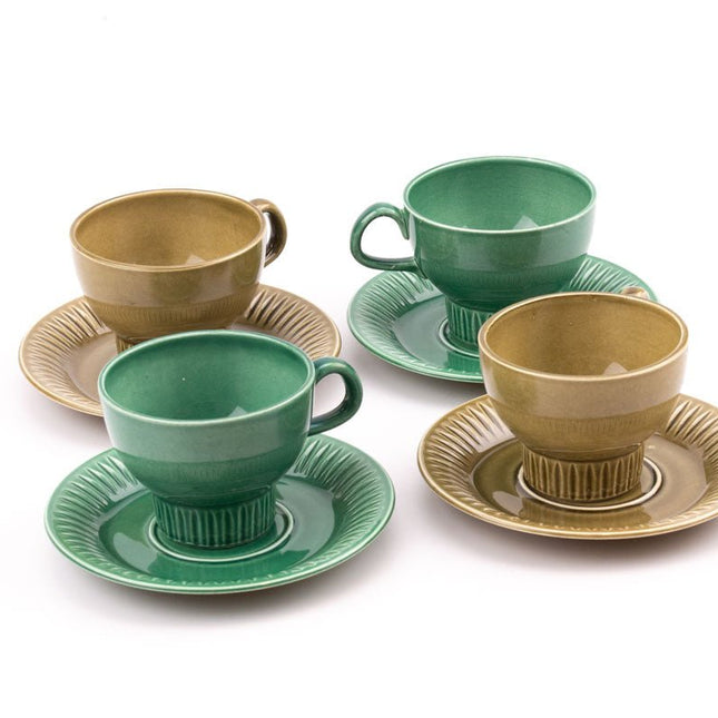 Set de 4 tasses et sous-tasse vert Sunbeam vert et kaki