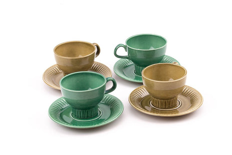 Set de 4 tasses et sous-tasse vert Sunbeam vert et kaki