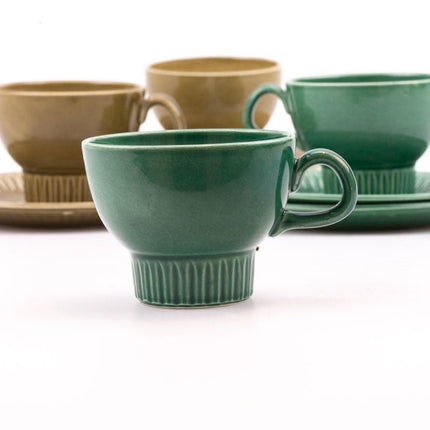 Set van 4 groene kopjes en schotels