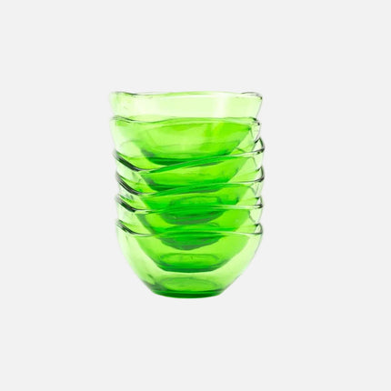 6 coupelles en verre Vereco vertes et transparentes