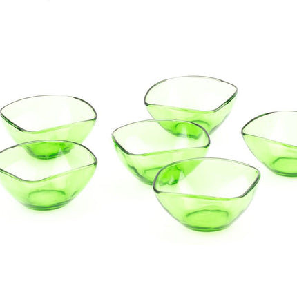 6 coupelles en verre Vereco vertes et transparentes