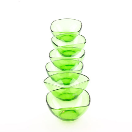 6 coupelles en verre Vereco vertes et transparentes
