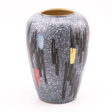 Grand vase en céramique Scheurich Foreign gris aux motifs colorés