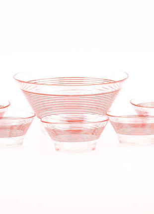 Saladier en verre Veropa et ses 5 bols rouges