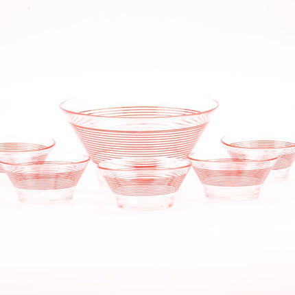 Saladier en verre Veropa et ses 5 bols rouges