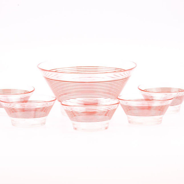 Saladier en verre Veropa et ses 5 bols rouges