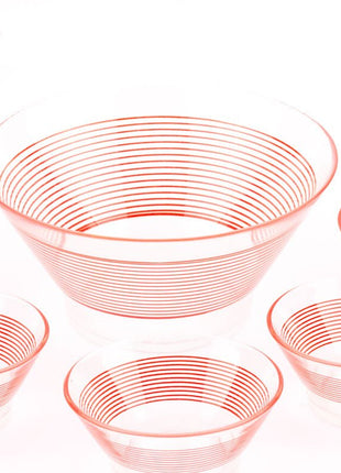 Saladier en verre Veropa et ses 5 bols rouges