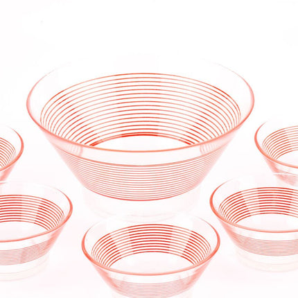 Saladier en verre Veropa et ses 5 bols rouges