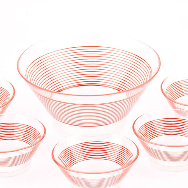 Saladier en verre Veropa et ses 5 bols rouges