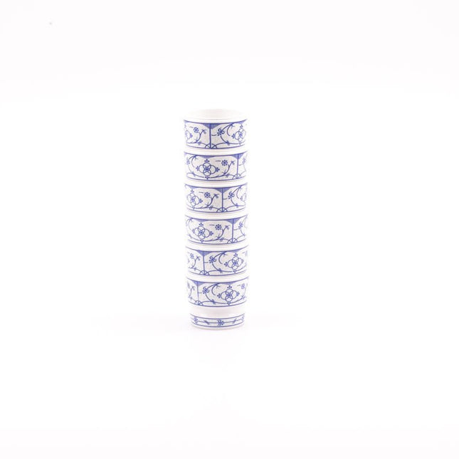 Set van 6 witte en blauwe eierdopjes