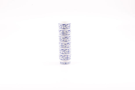 Set van 6 witte en blauwe eierdopjes